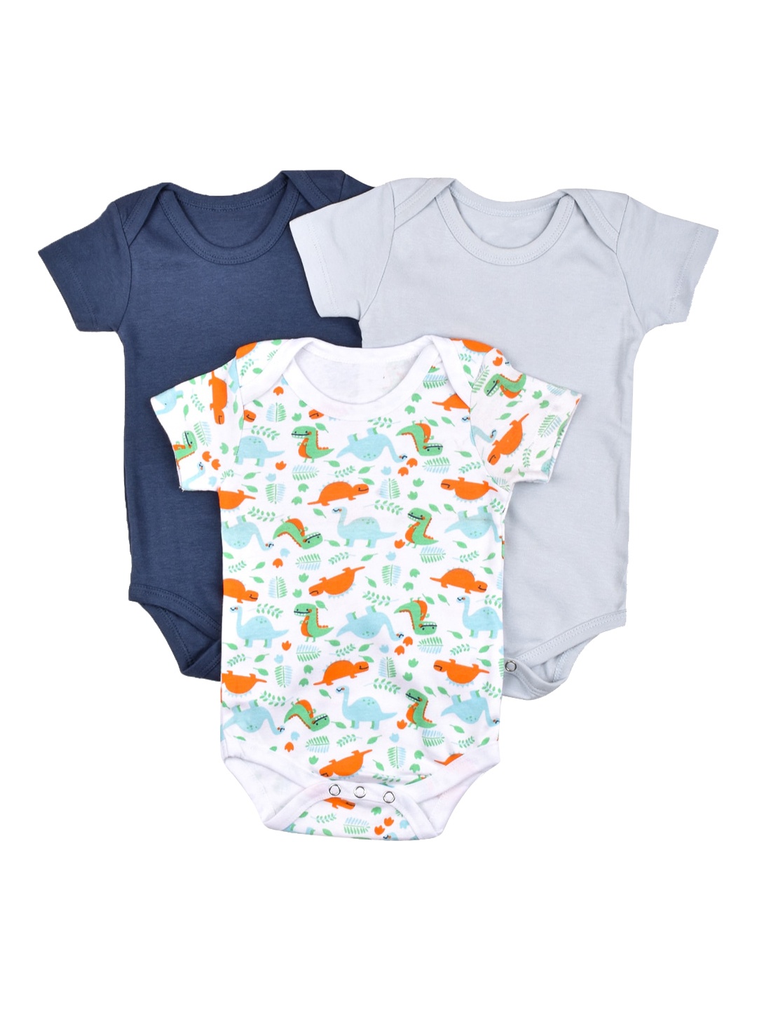 

Moms Home Infant Kids Pack Of 3 Organic Cotton Half Sleeves Bodysuits, Navy blue
