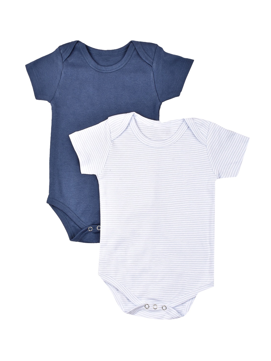 

Moms Home Infant Kids Pack Of 2 Organic Cotton Half Sleeves Bodysuits, Navy blue