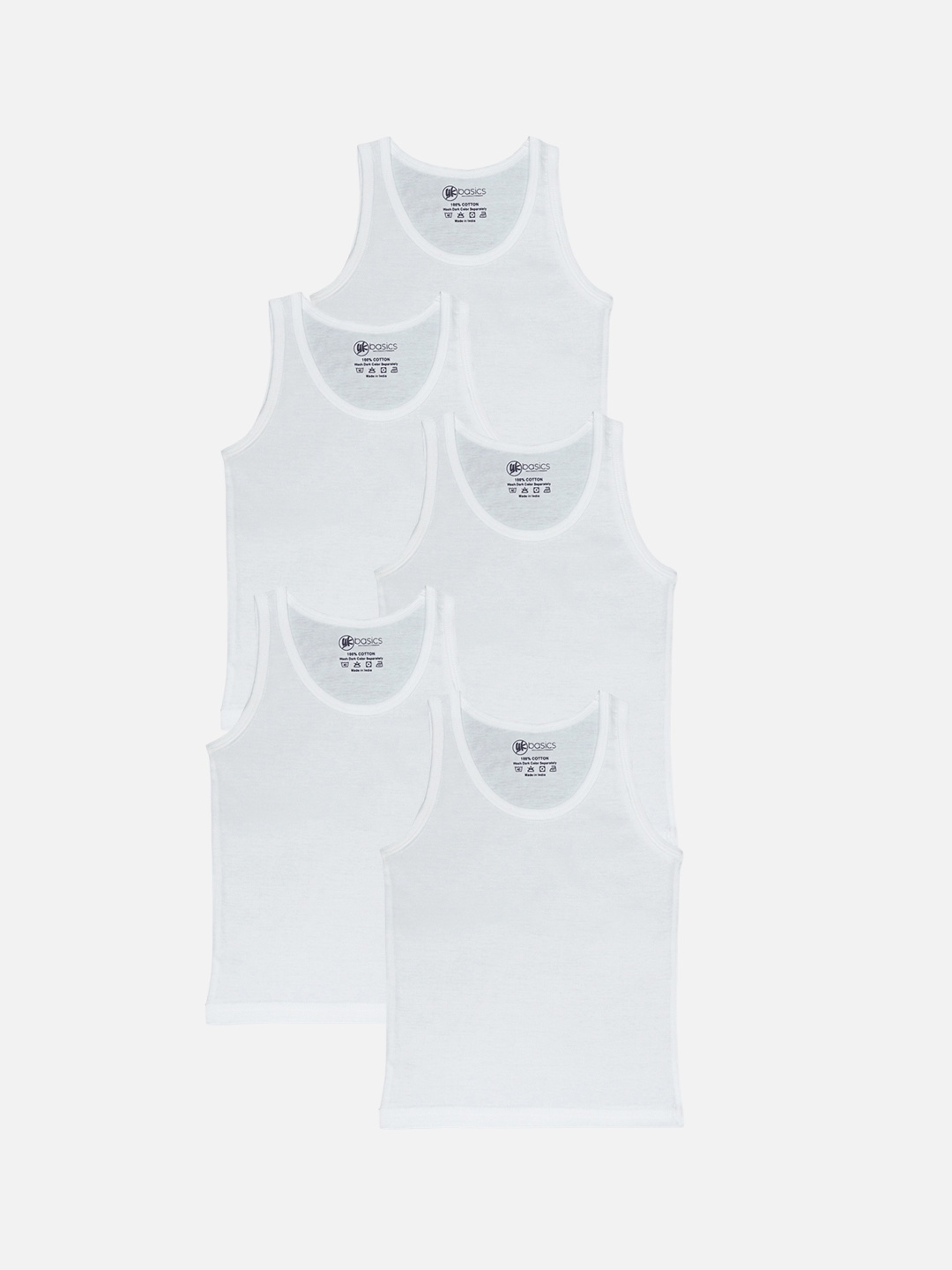 

YK Basics Boys Pack of 5 Solid Pure Cotton Innerwear Vests, White