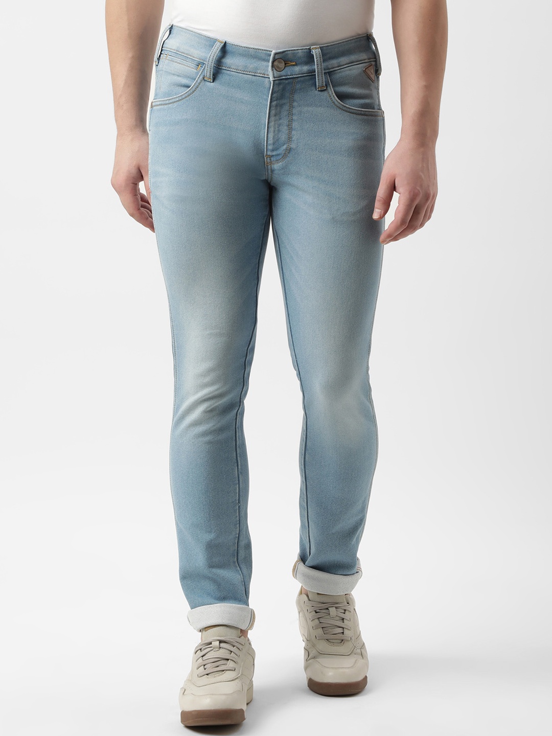 

Wrangler Men Skanders Slim Fit Low-Rise Heavy Fade Stretchable Jeans, Blue