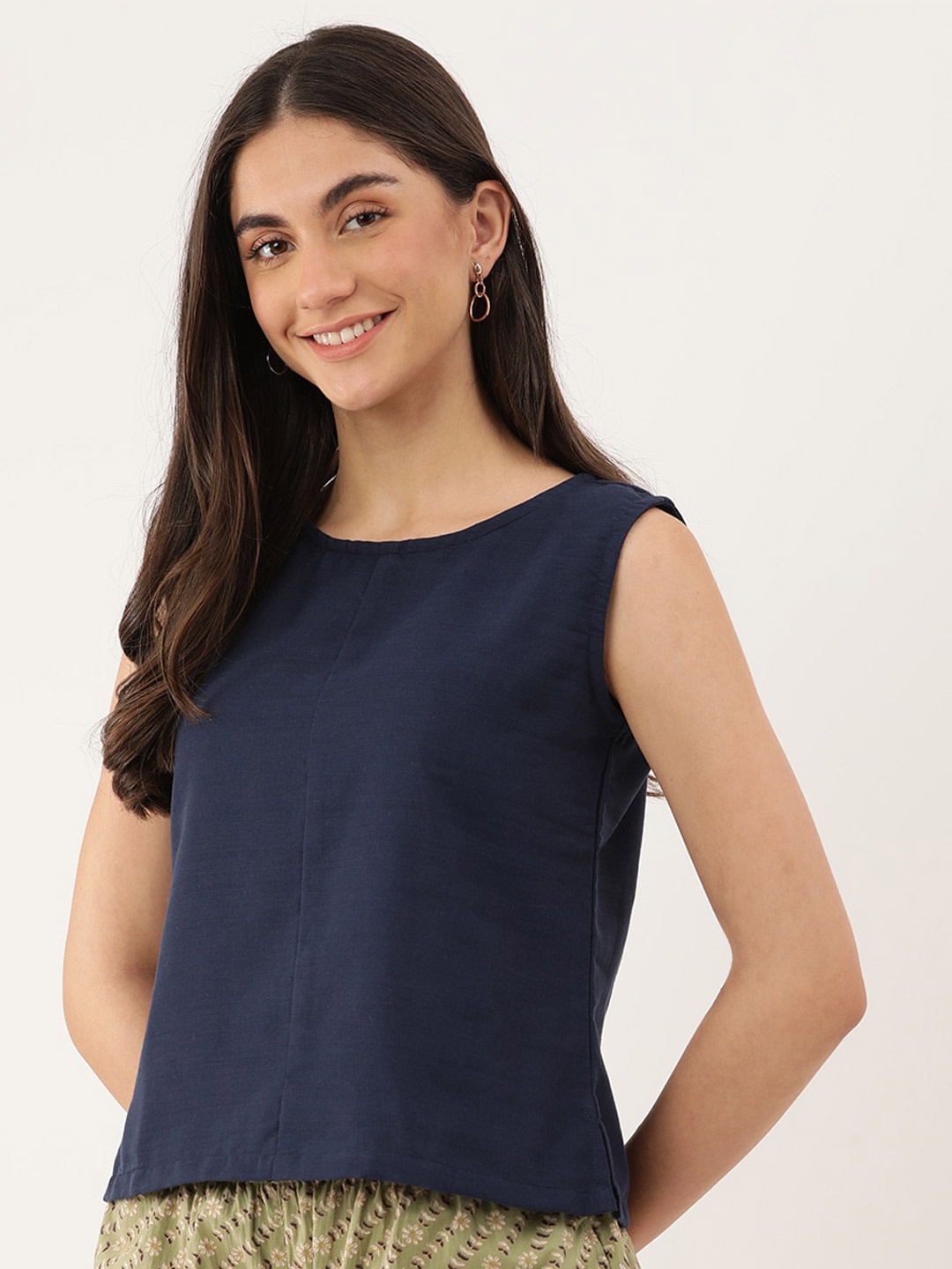 

Lokatita Round Neck Regular Top, Navy blue