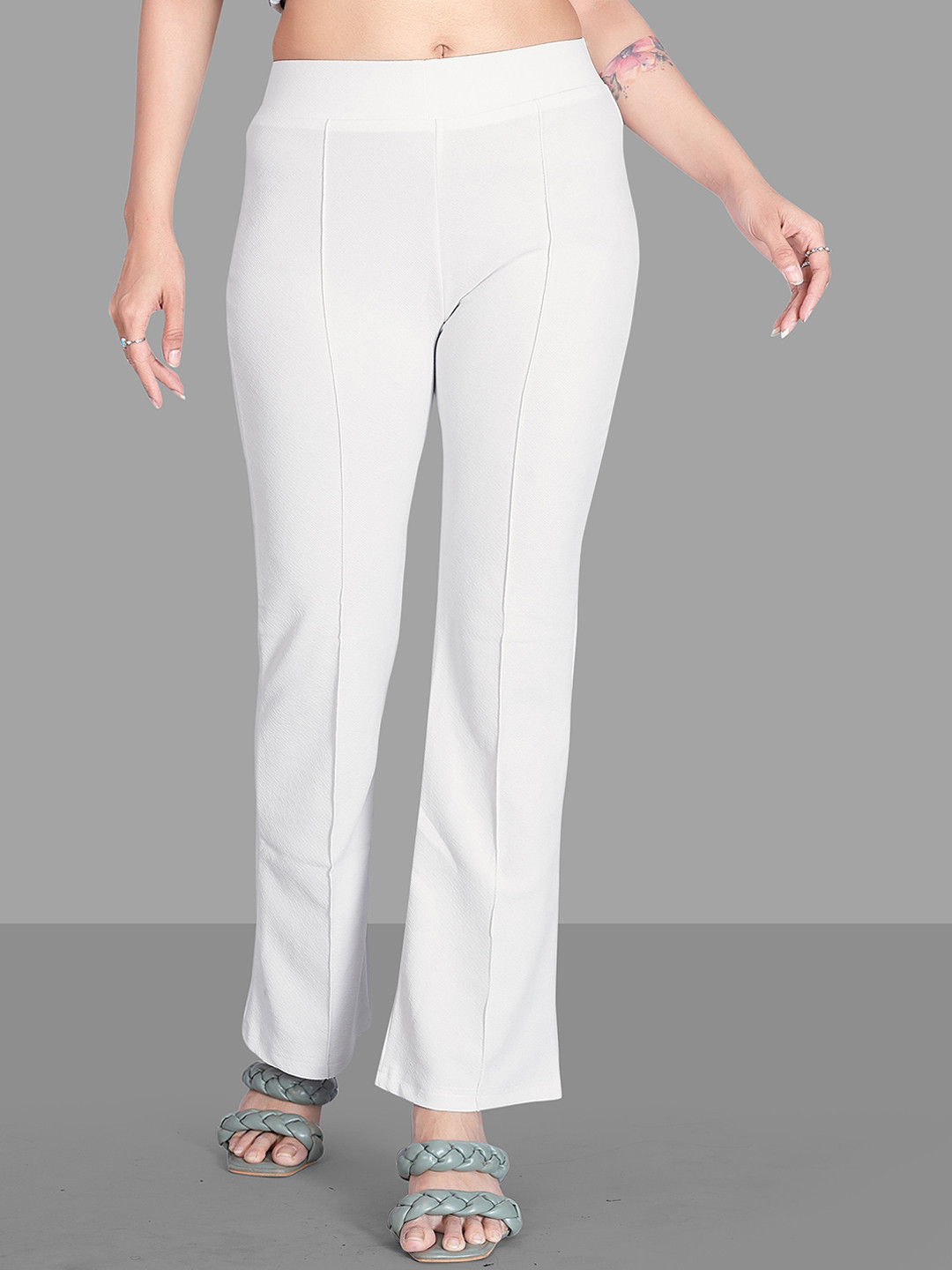 

Wuxi Women Relaxed Straight Leg Fit High-Rise Easy Wash Bootcut Trousers, White