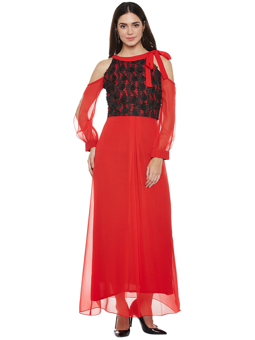 

Athena Women Red Embellished Maxi Dress