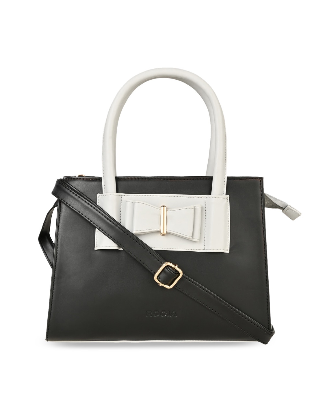 

Rocia Colourblocked PU Structured Handheld Bag with Bow Detail, Black