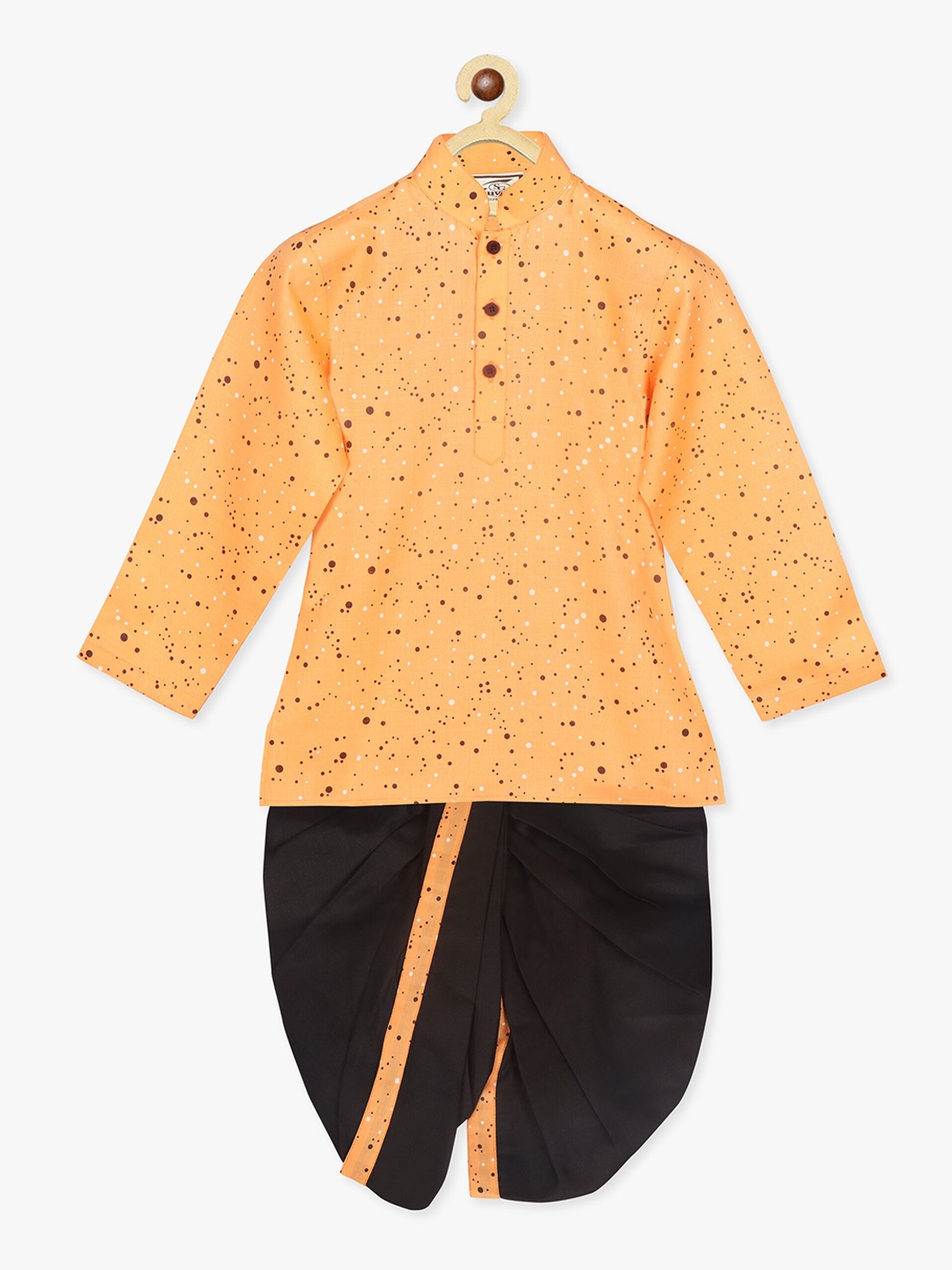 

SG YUVRAJ Boys Polka Dots Printed Kurta with Dhoti Pants, Orange