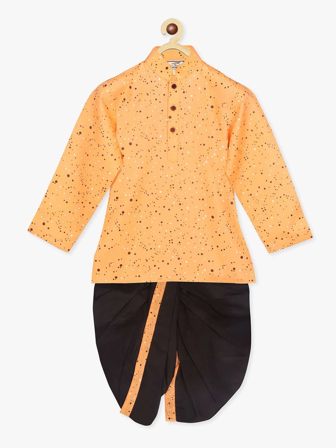 

SG YUVRAJ Boys Polka Dots Printed Kurta with Dhoti Pants, Orange