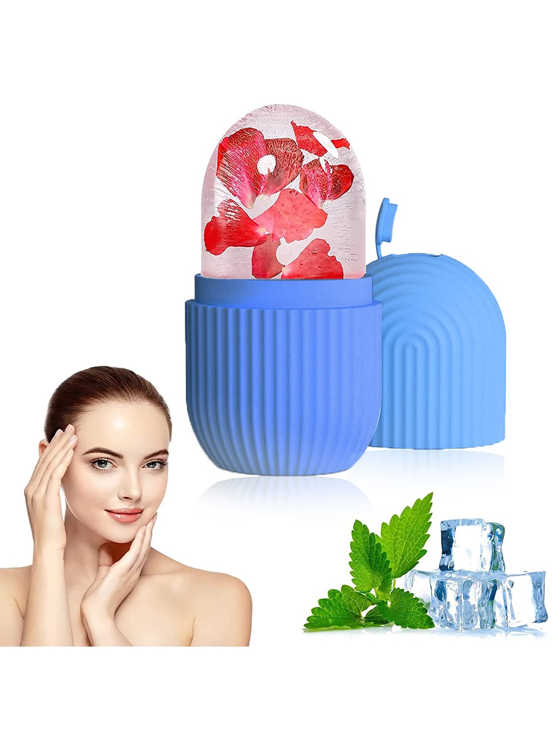 

Getmecraft Silicone Ice Mold Facial Roller For Face & Eye, Blue