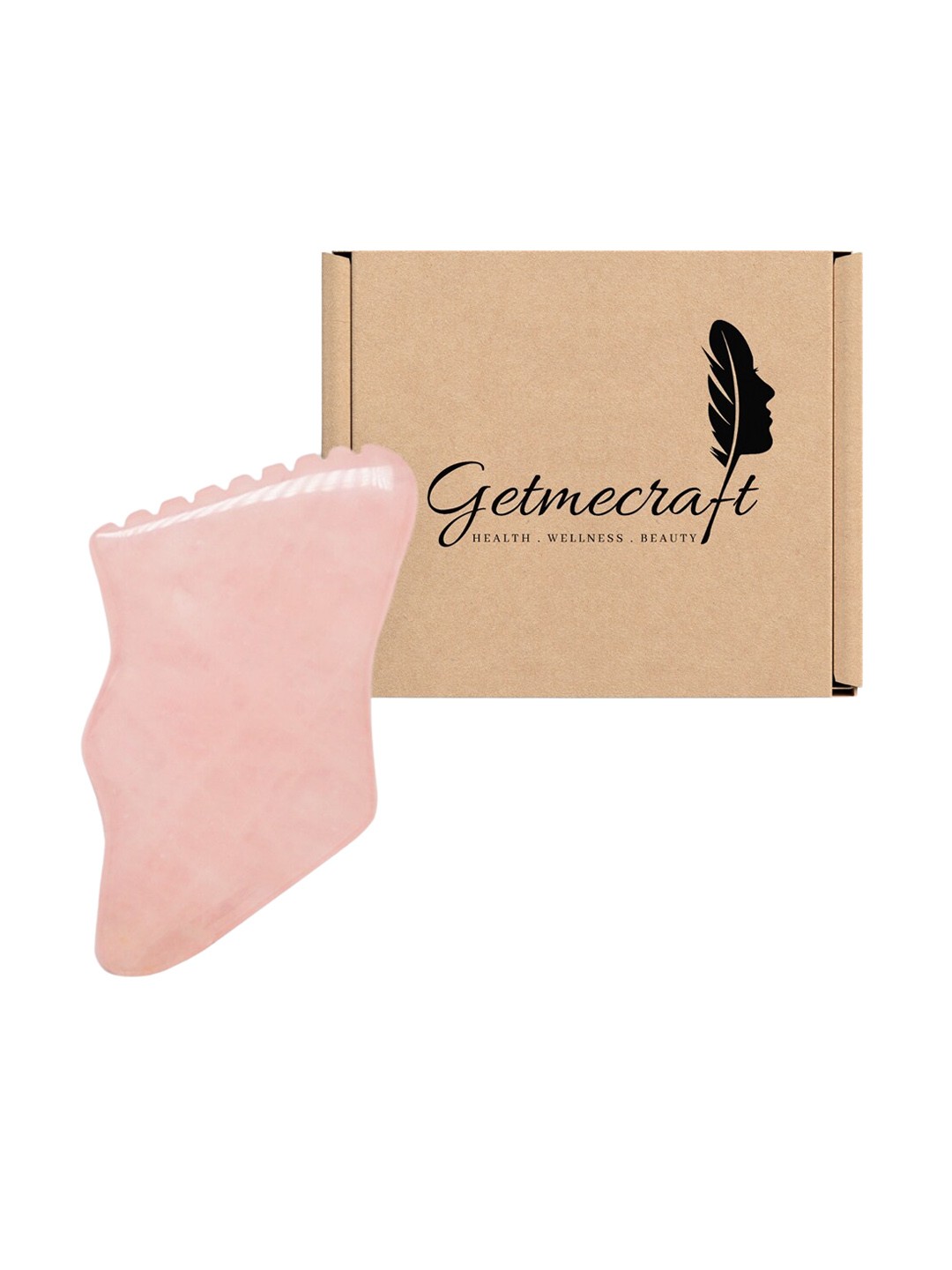 

Getmecraft Rose Quartz Gua Sha Facial Massage Tool with Teeth Shape Sides & Ridges, Pink