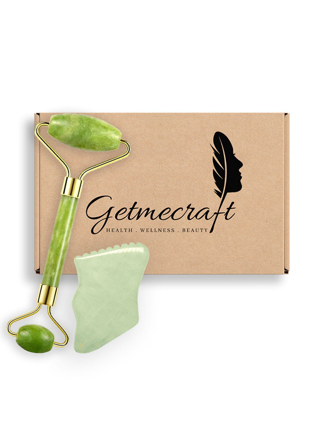 

Getmecraft Jade Face Roller & Jade Gua Sha With Teeth Shape Sides Ridges Massage Tool Set, Green