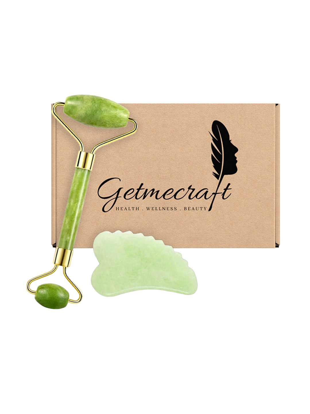 

Getmecraft Jade Roller & Comb Edge Gua Sha Massage Tool Set, Green