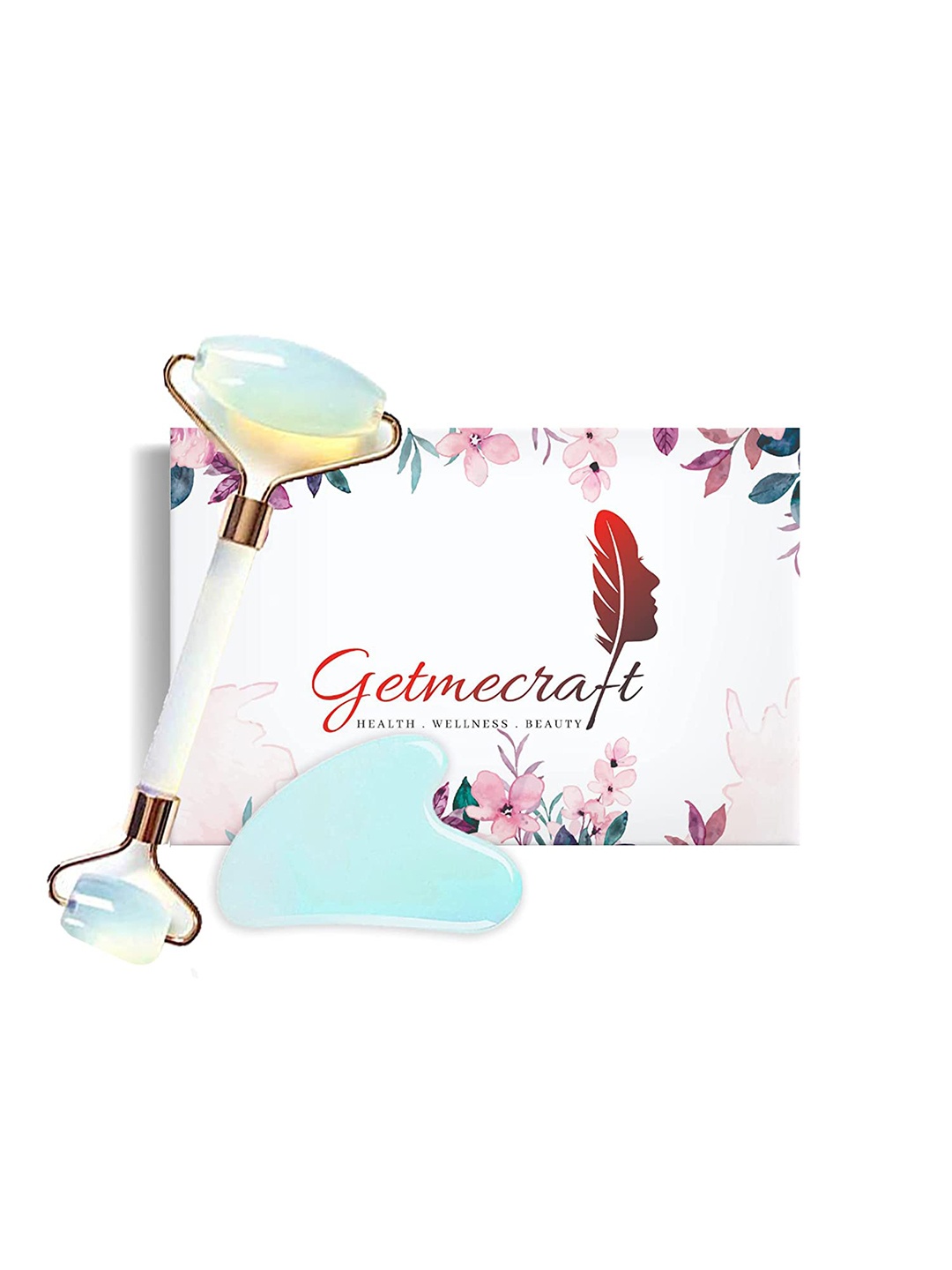 

Getmecraft White Opalite Face Roller Gua Sha Set, Blue