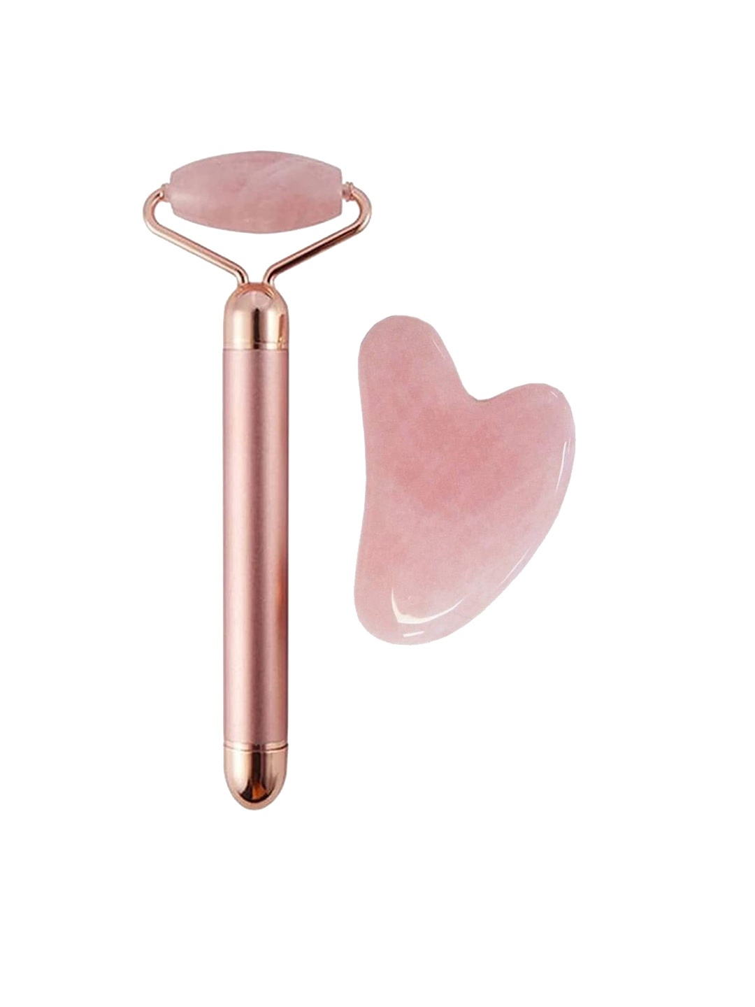 

Getmecraft Rose Quartz Vibrating Face Roller & Gua Sha Stone Combo - Pink