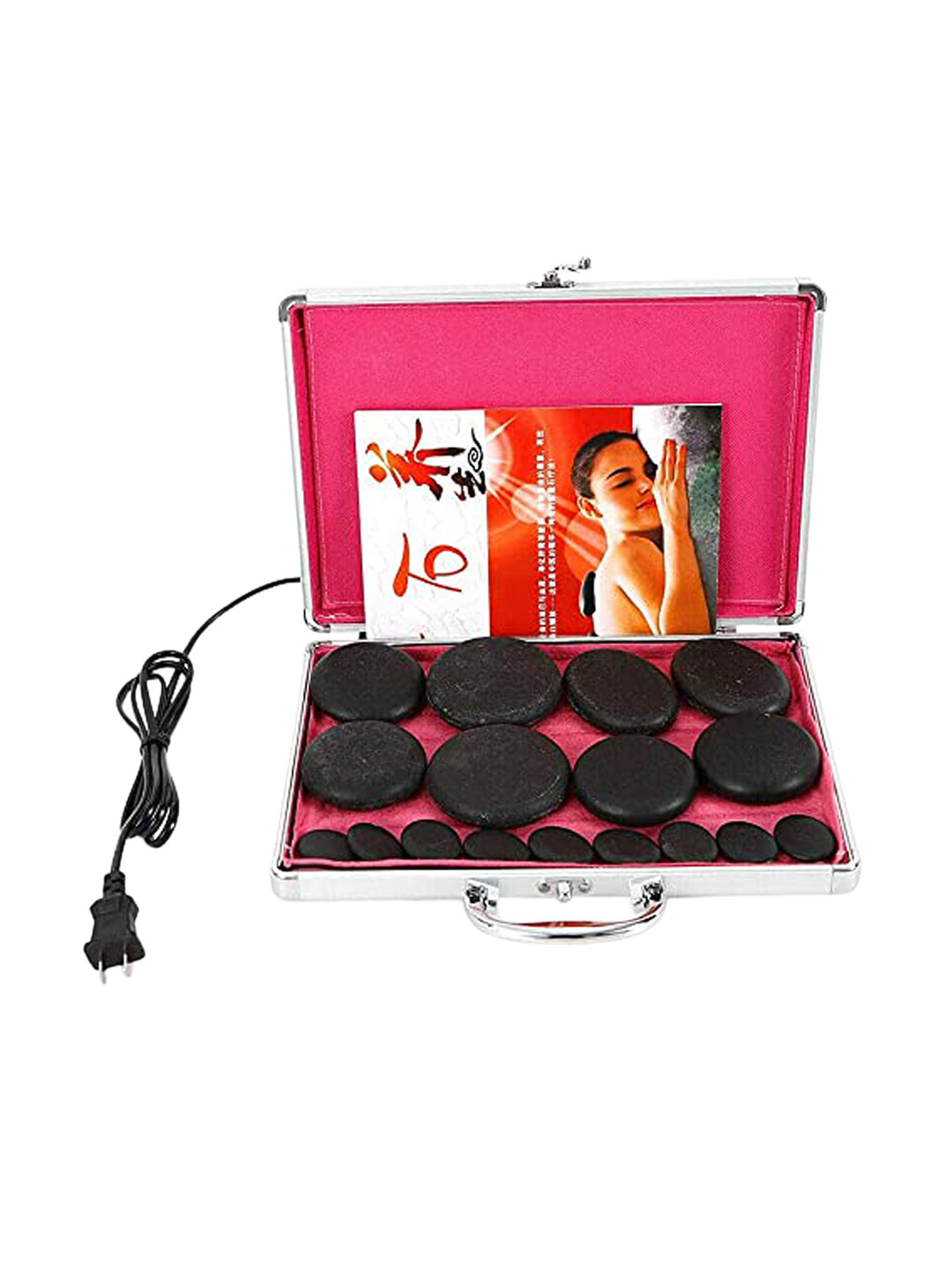 

Getmecraft 16 Pcs Electric Hot Stones Massage Set with Warmer, Black