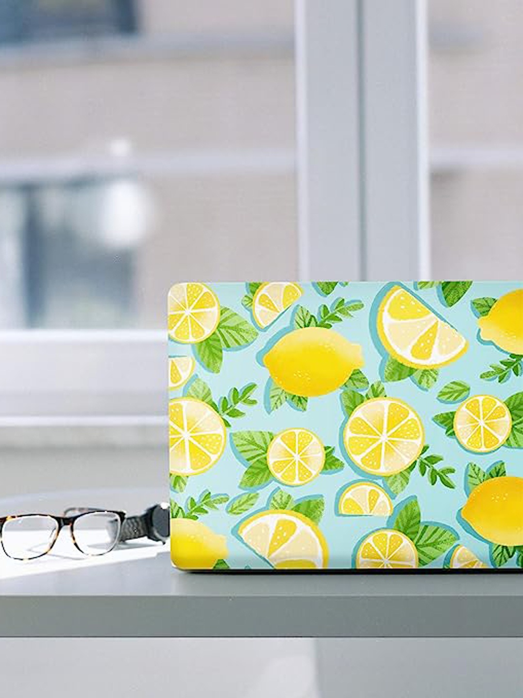 

happywagon Lemon Harvest Print Laptop Skin, Turquoise blue