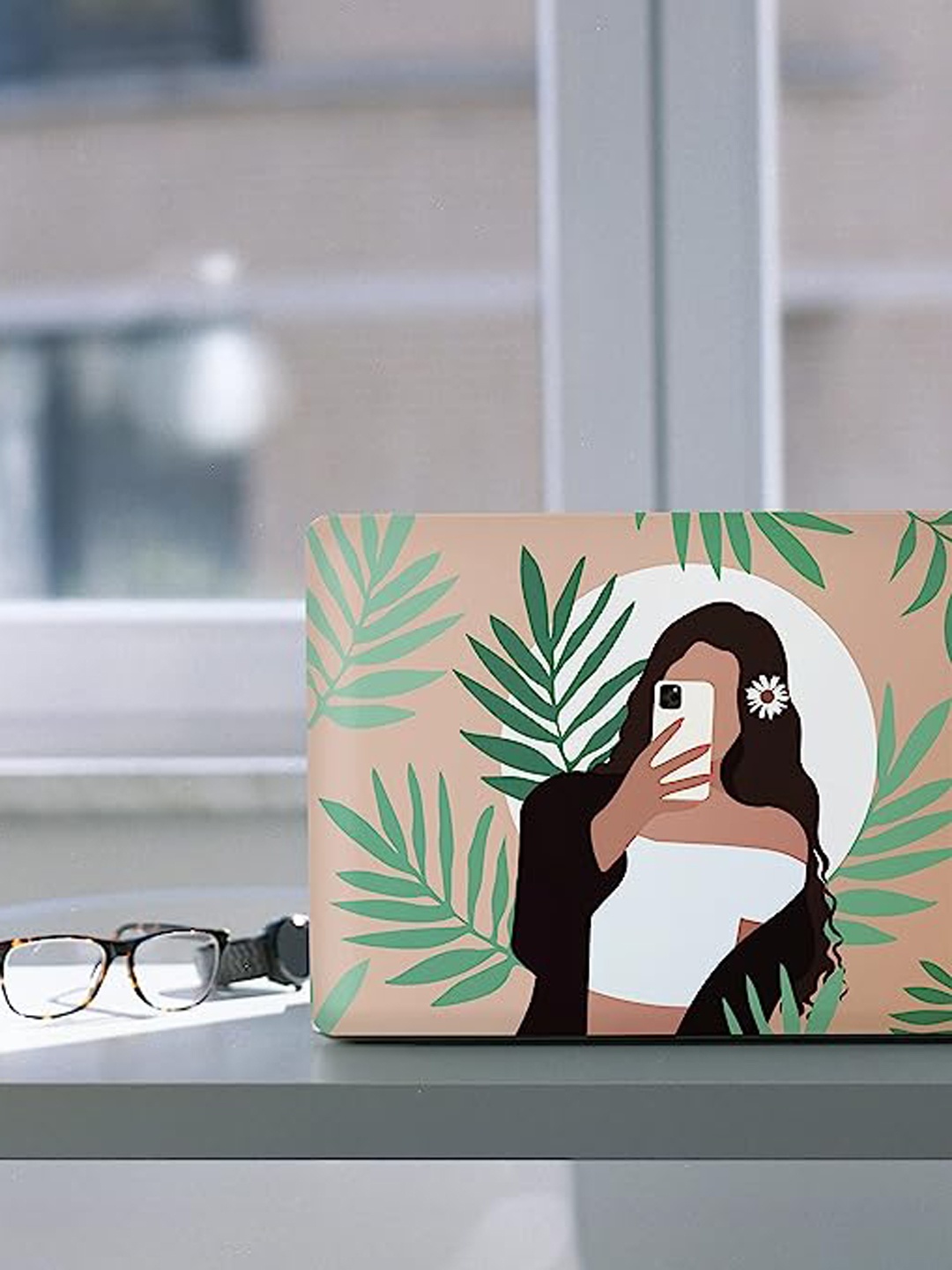 

happywagon Daisy Doll Print Laptop Skin, Beige