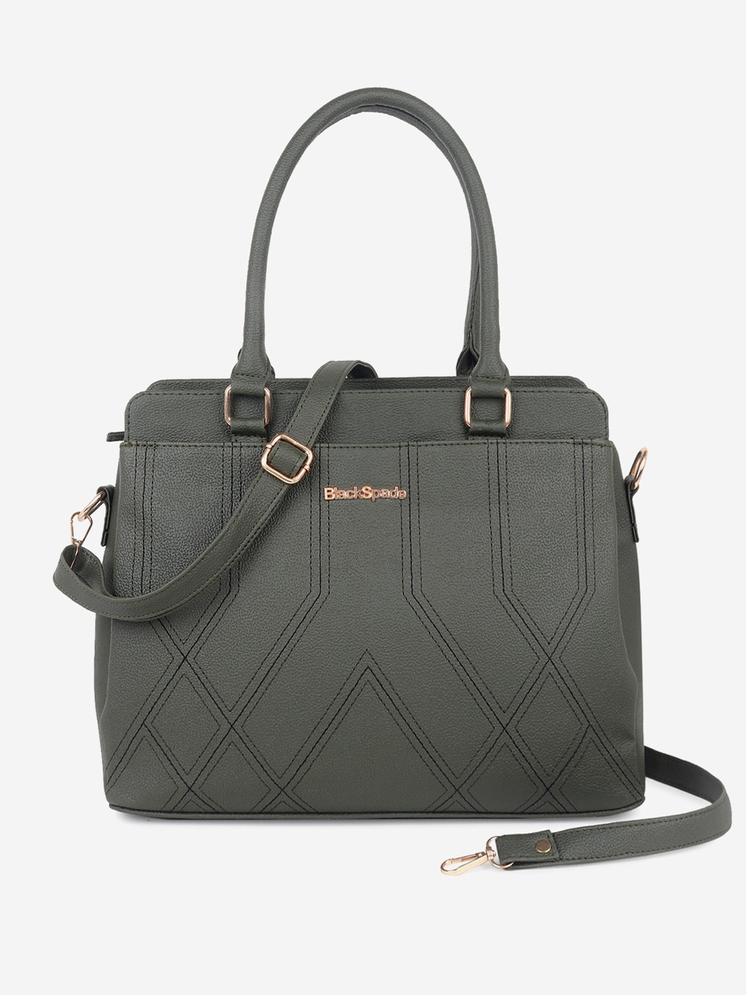 

Black Spade Textured Structured Handheld Bag, Olive