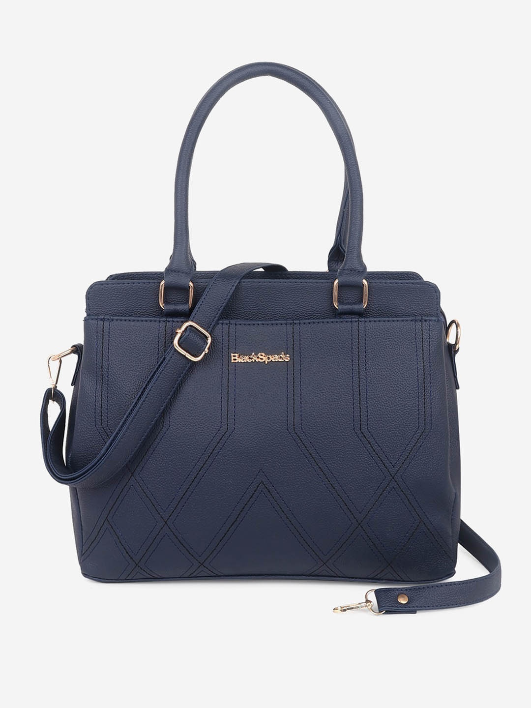 

Black Spade Pu Structured Handheld Bag with Quilted, Navy blue