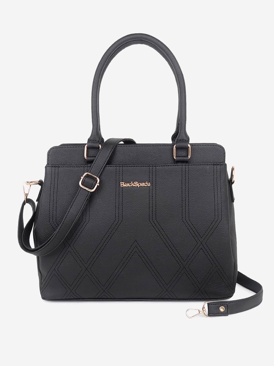 

Black Spade Pu Structured Handheld Bag with Quilted