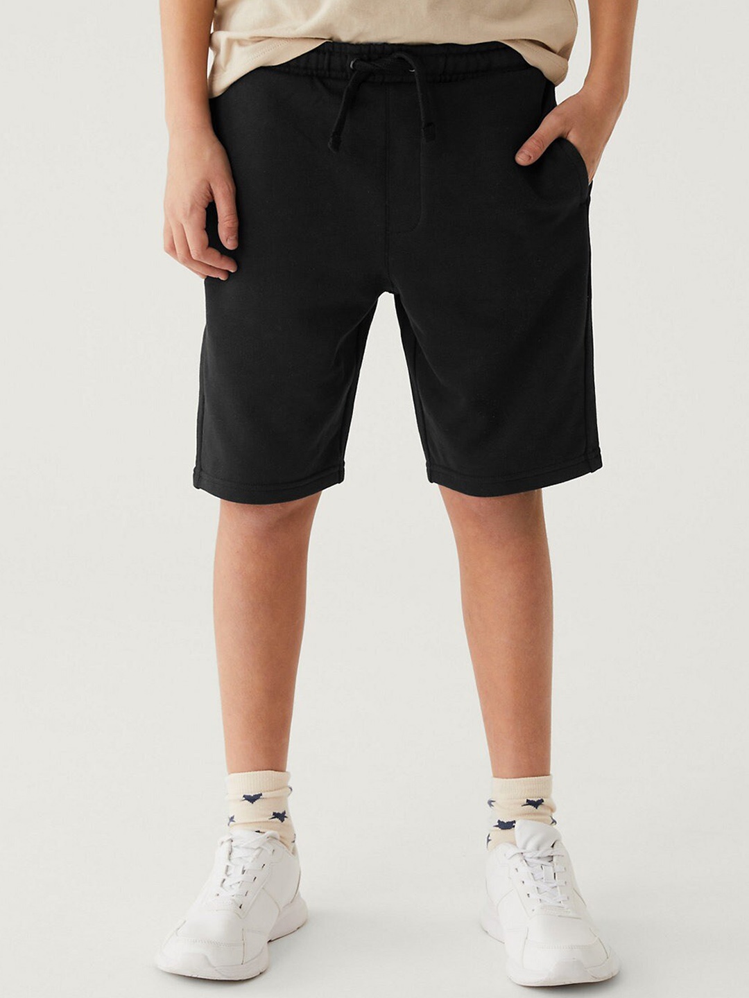 

Marks & Spencer Boys Regular Fit Knee Length High-Rise Shorts, Black