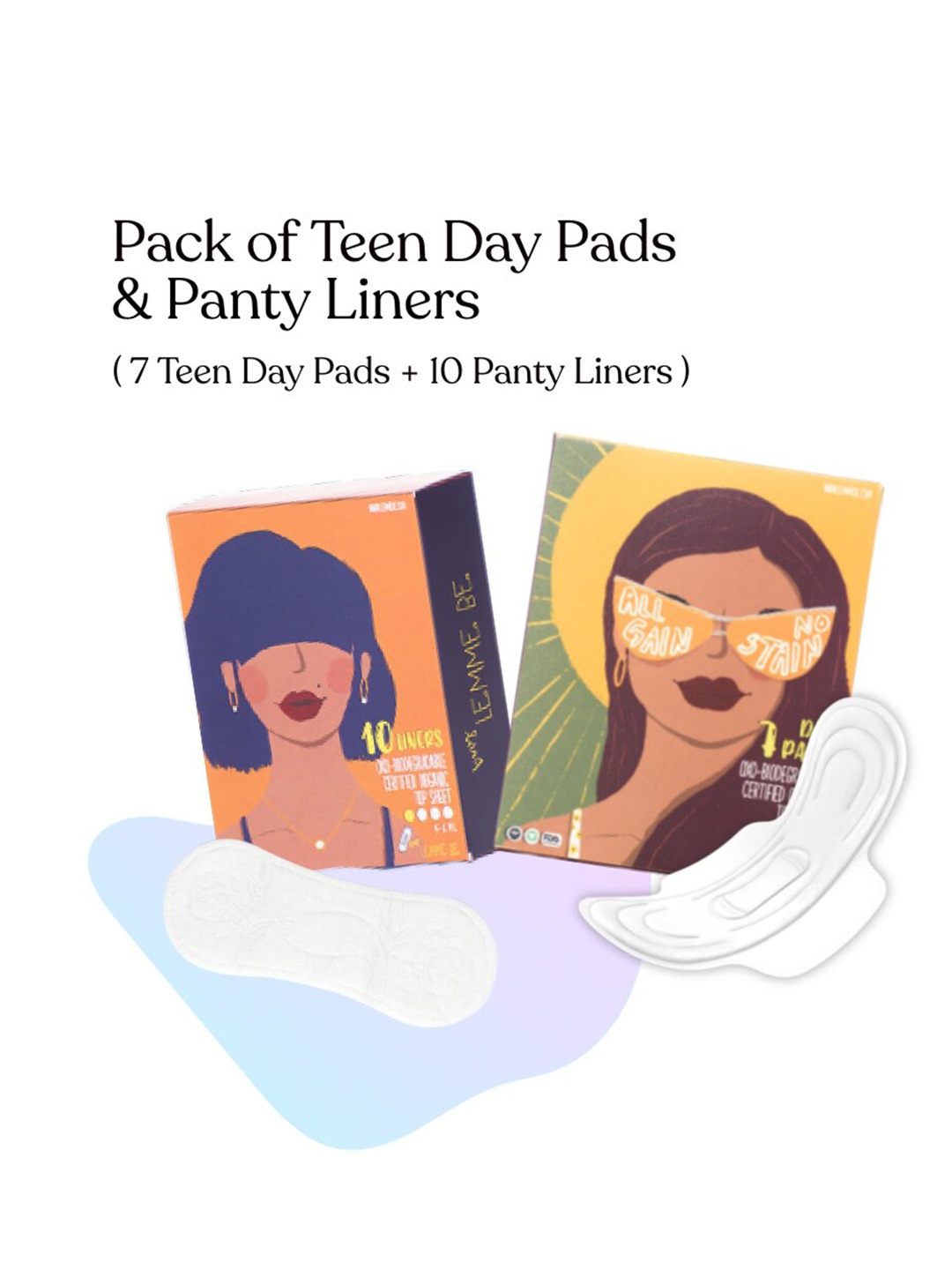

LEMME BE Set of 10 Panty Liners and 7 Teen Day Pads Combo, White
