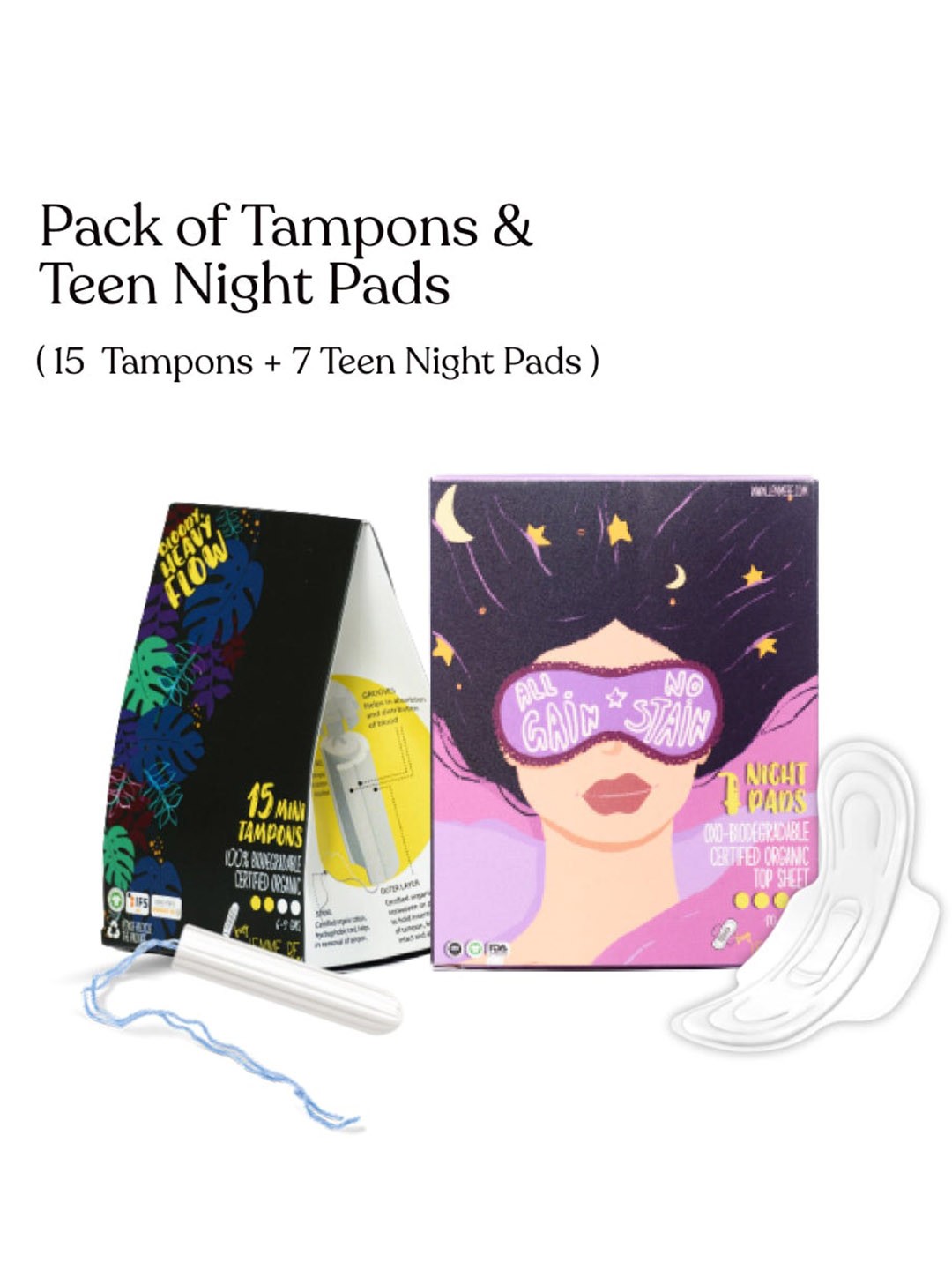 

LEMME BE Set Of 15 Heavy Flow Tampons & 7 Teen Night Pads, White
