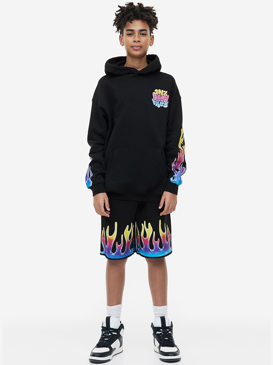 

H&M Boys Printed Basketball Shorts, Black