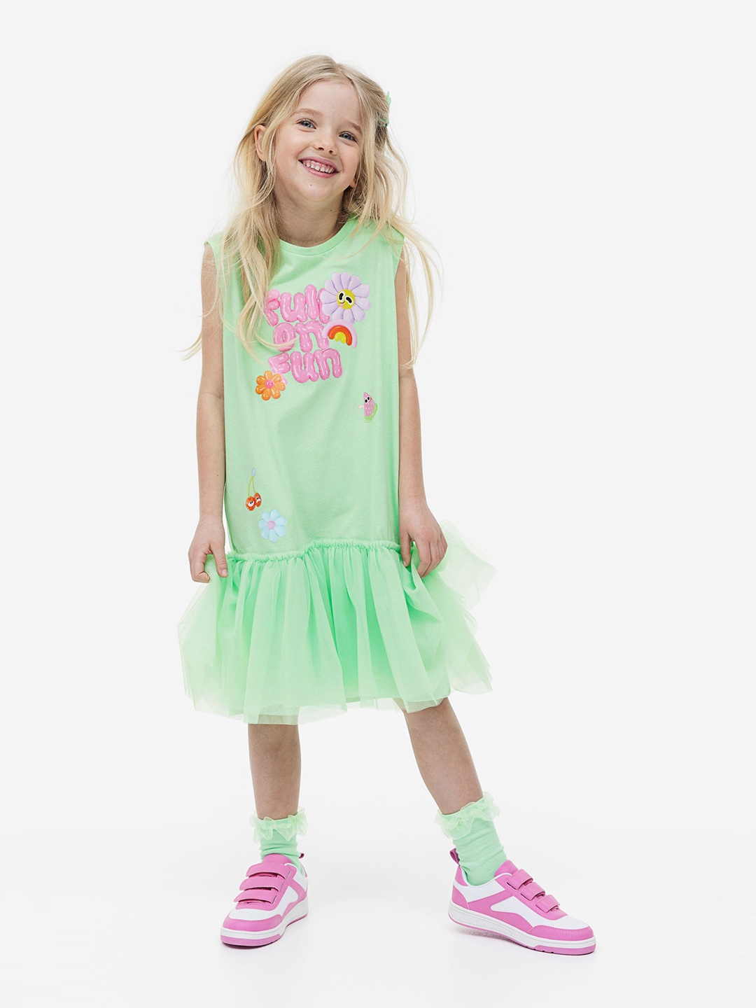 

H&M X Eva Cremers Girls Cotton Tulle-Skirt Dress, Green