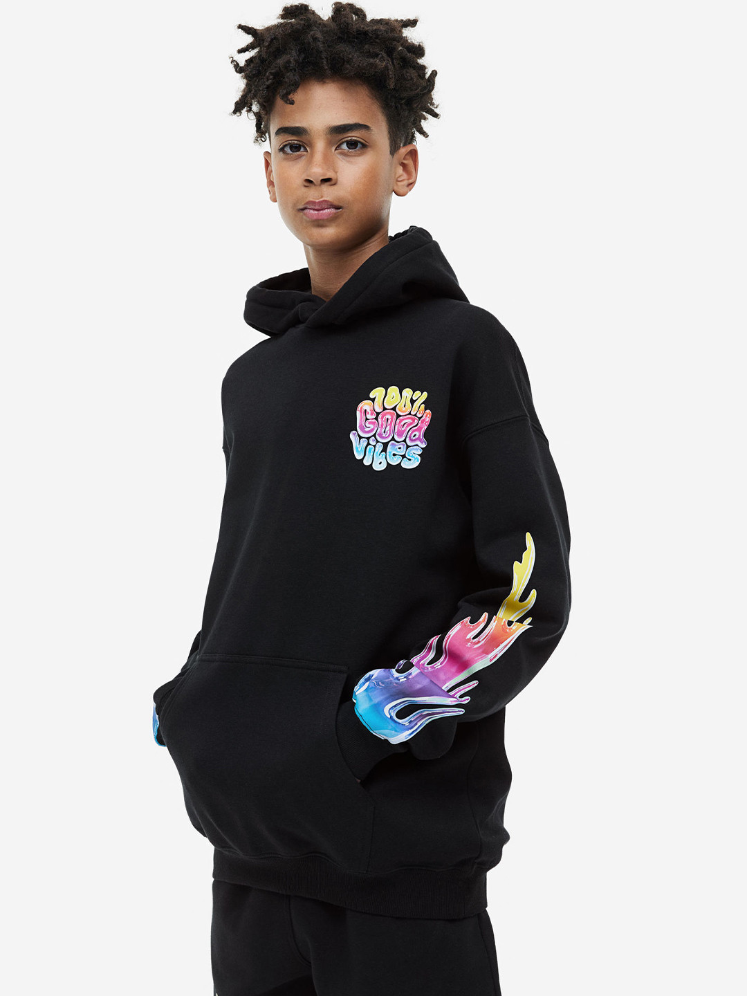 

H&M Boys Printed Hoodie, Black