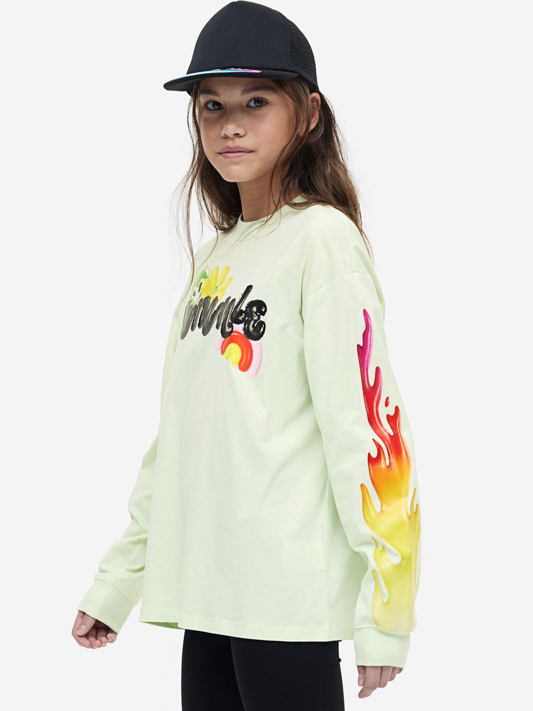 

H&M Girls Printed Pure Cotton Jersey Top, White