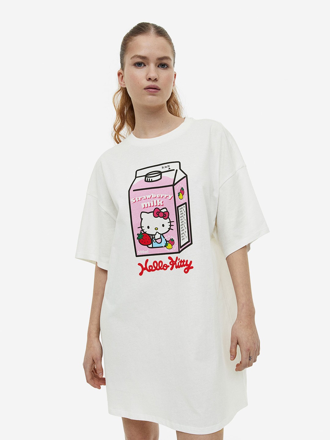 

H&M Women Printed Pure-Cotton Nightdress, White
