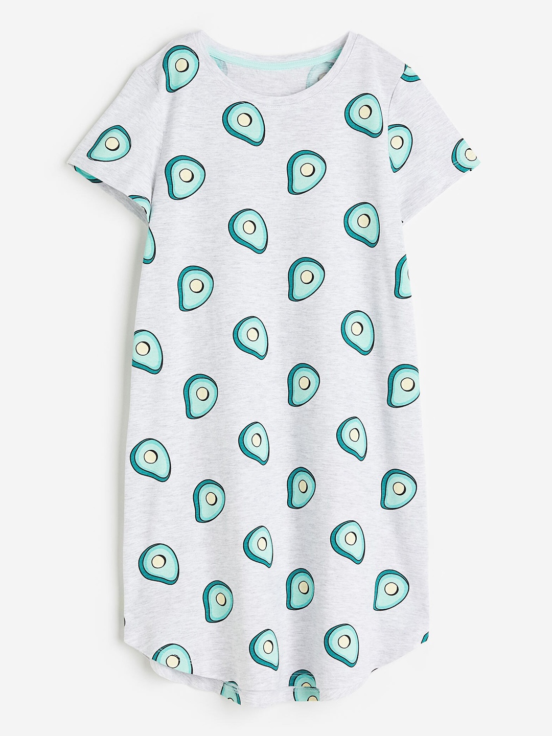 

H&M Girls Printed Pure-Cotton Nightdress, Grey