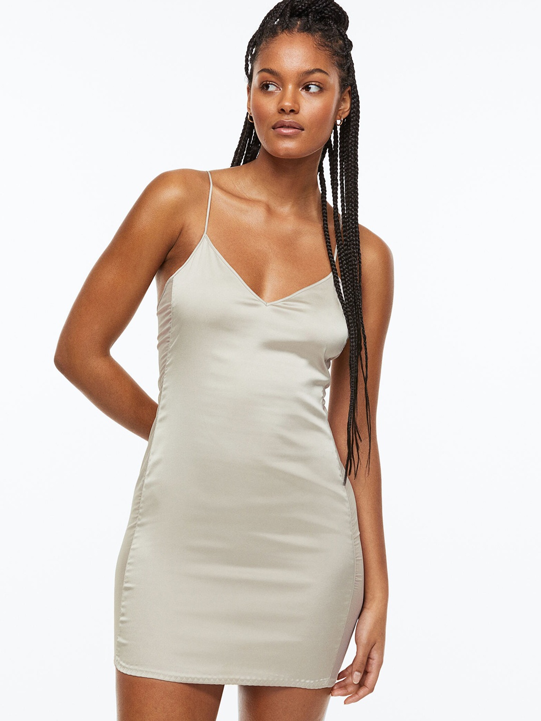 

H&M Satin & Mesh Nightslip, Beige
