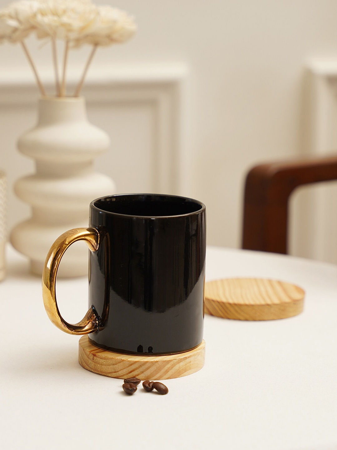 

PUREZENTO Heist Black 2 Pieces Ceramic Glossy Coffee Mugs 320 ml Each