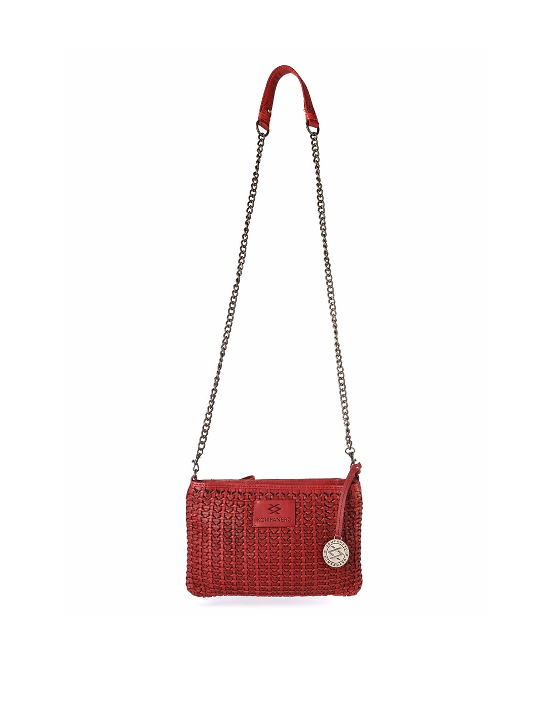 

KOMPANERO Textured Leather Shopper Sling Bag, Red