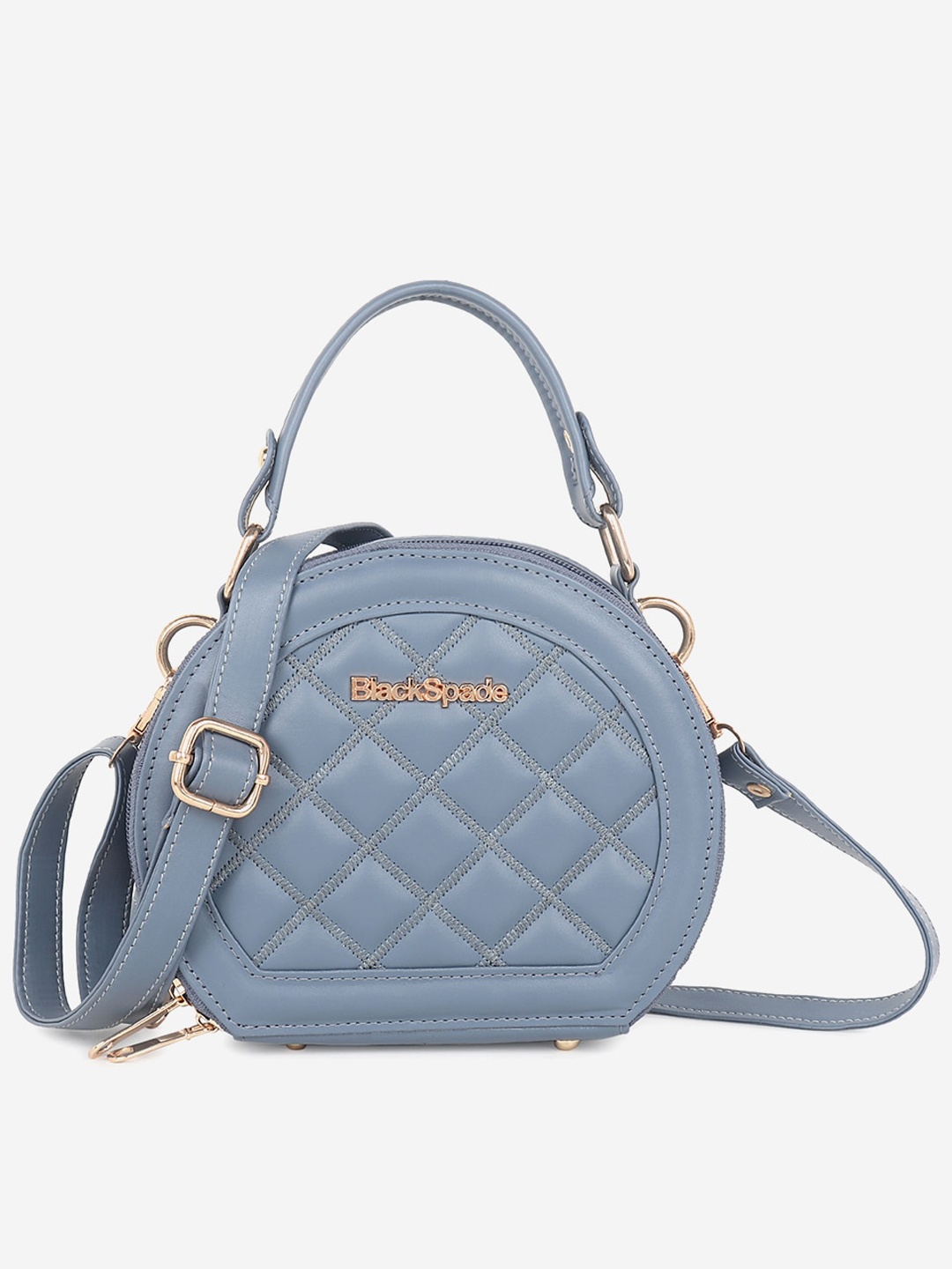 

Black Spade Women Textured Quilted Sling Bag, Blue