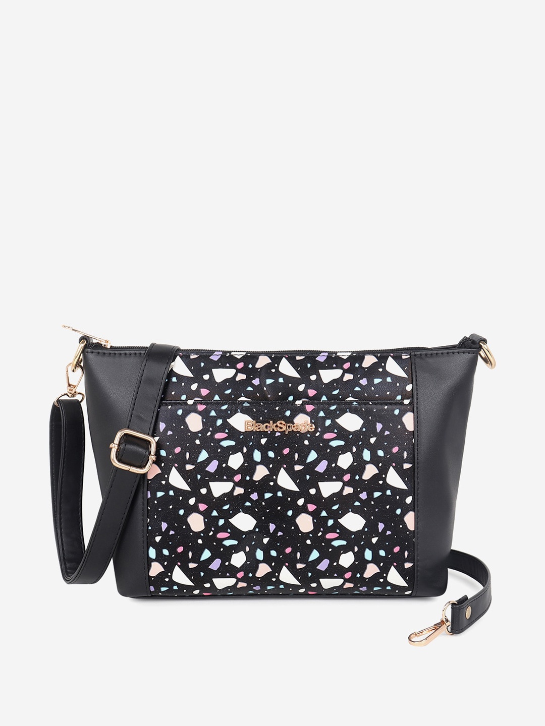 

Black Spade Abstract Printed Pu Structured Sling Bag