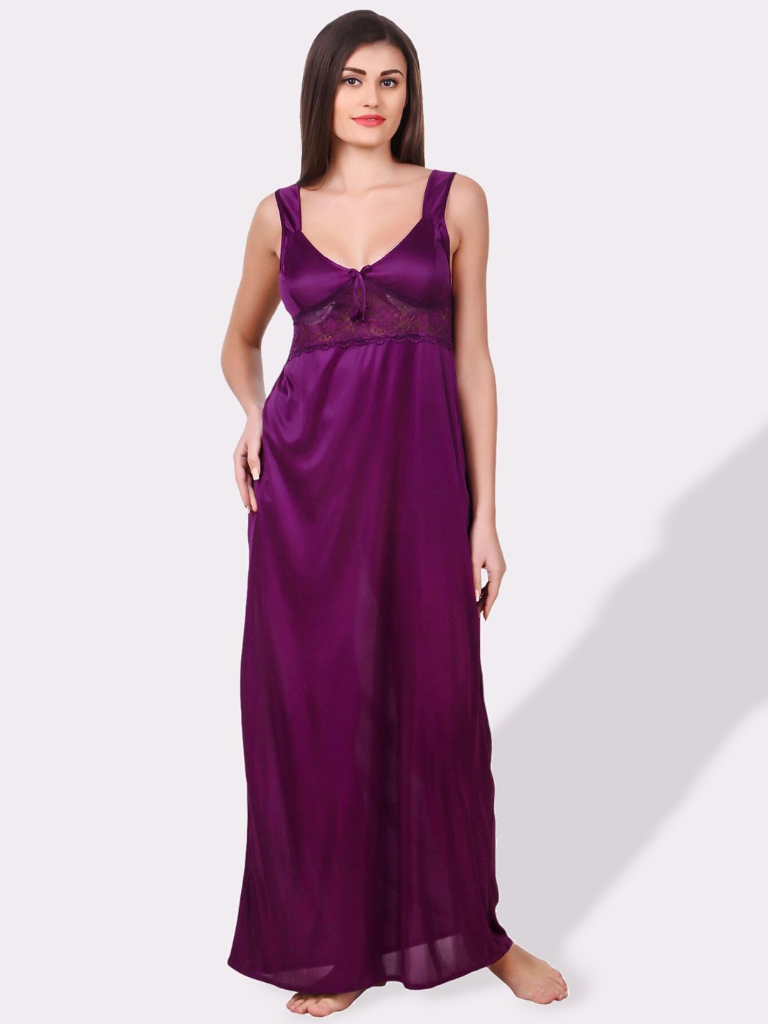 

Fasense Scoop Neck Satin Maxi Nightdress, Purple