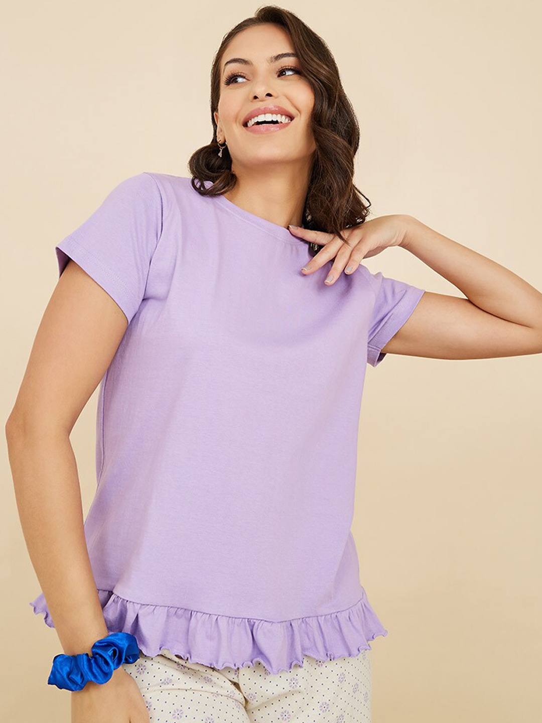 

Styli Purple & Off White Round Neck Pure Cotton Night Suit 7004464916