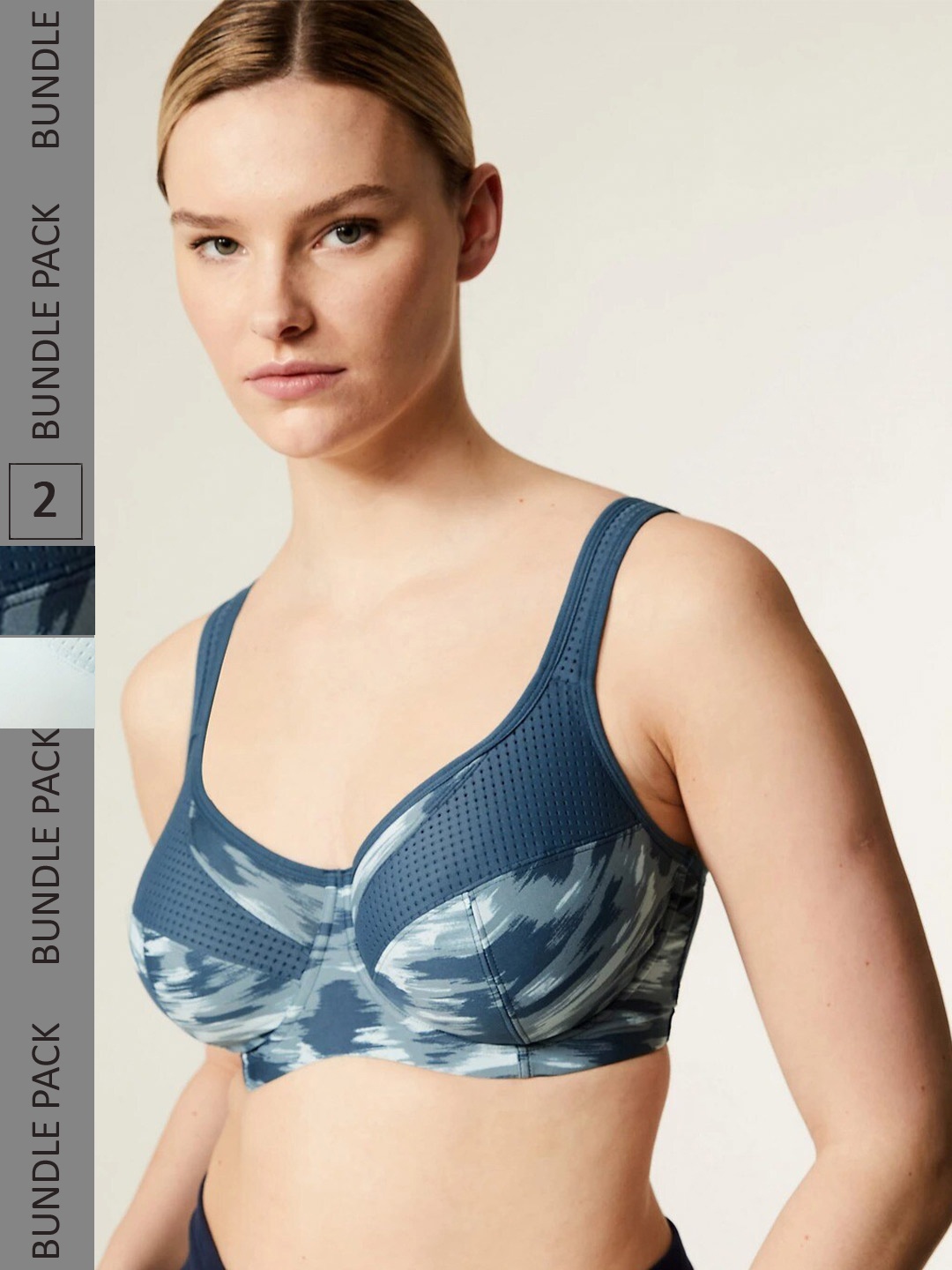 

Marks & Spencer Pack Of 2 Abstract Printed Non Padded Full Coverage Medium Support Bra, Turquoise blue