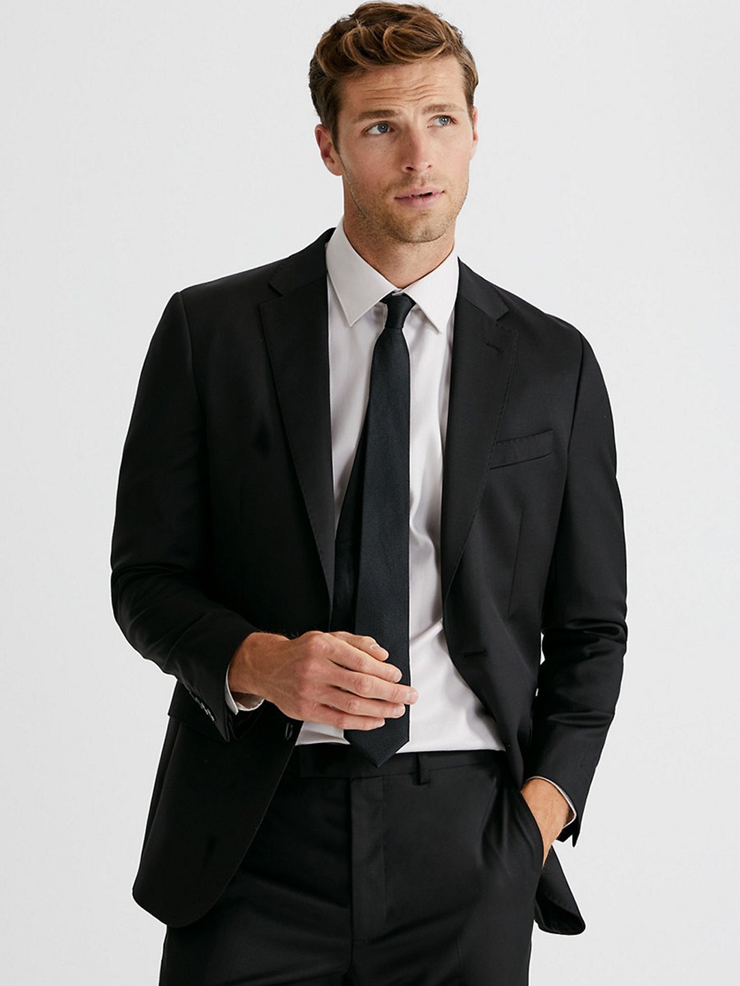 

Marks & Spencer Single-Breasted Twill Woolen Formal Blazer, Black