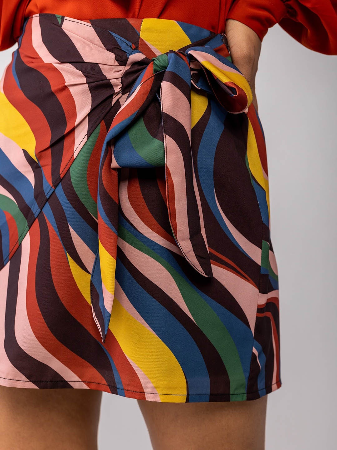 

20Dresses Abstract Print Mini Wrap Skirt, Multi