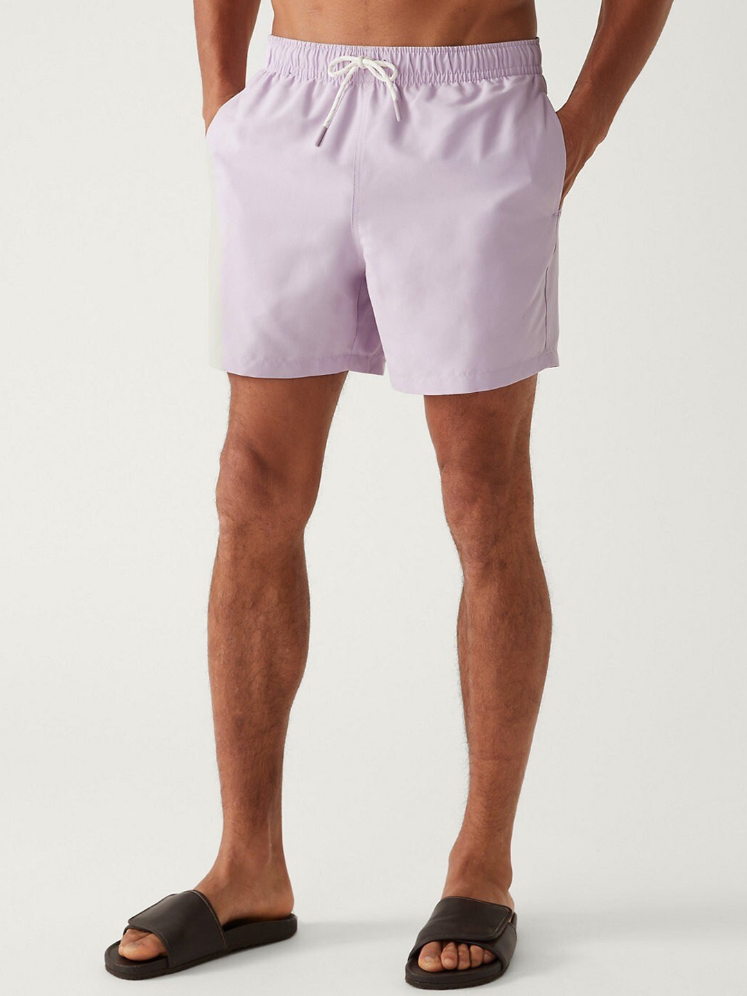 

Marks & Spencer Men Mid-Rise Lounge Shorts, Lavender