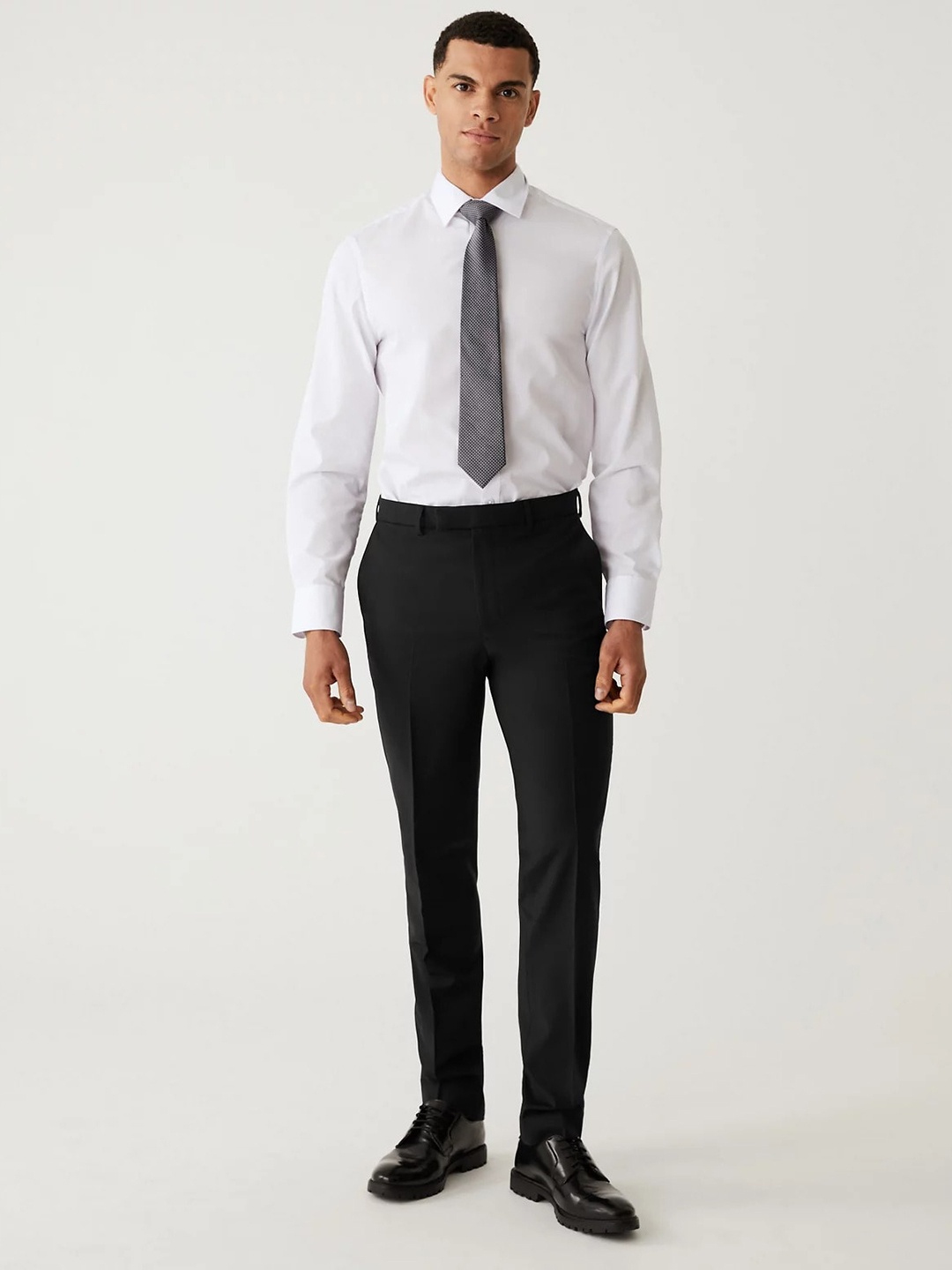 

Marks & Spencer Men Regular Fit Mid-Rise Formal Trousers, Black
