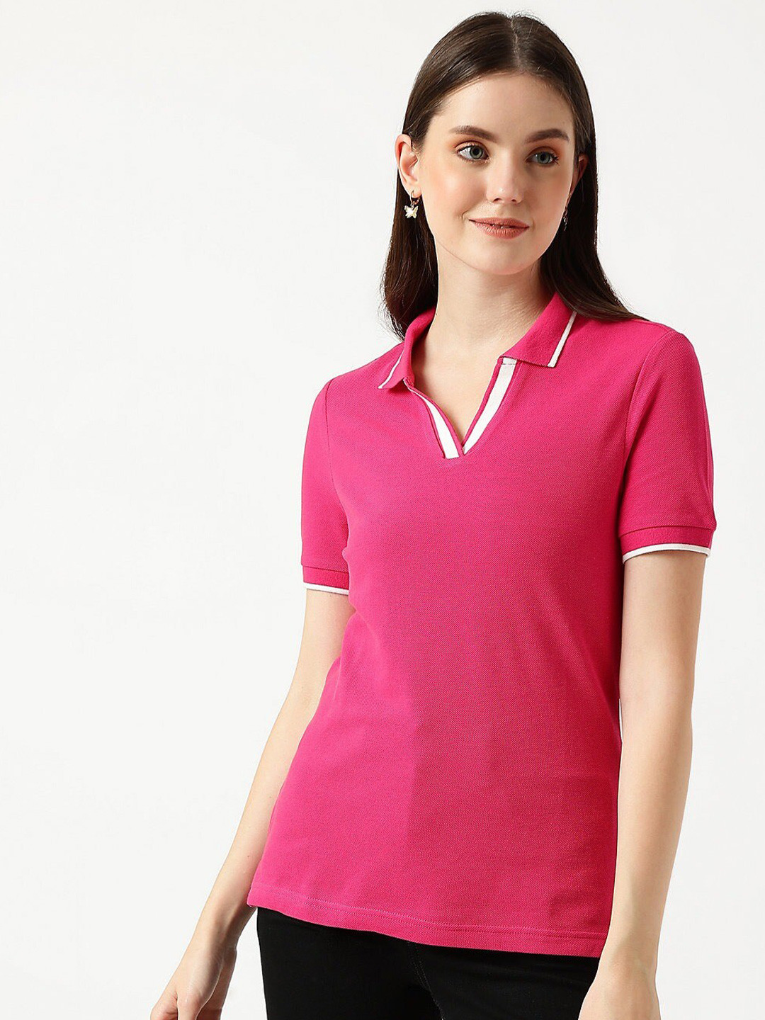 

Marks & Spencer Polo Collar Pure Cotton Casual T-shirt, Pink