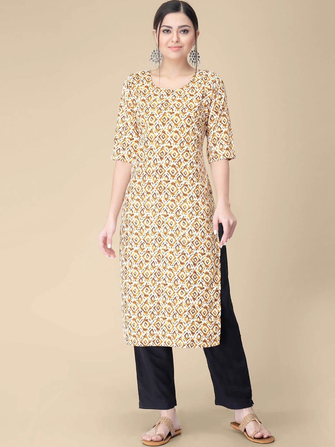 

7Threads Ethnic Motif Printed Kurta With Trousers, White