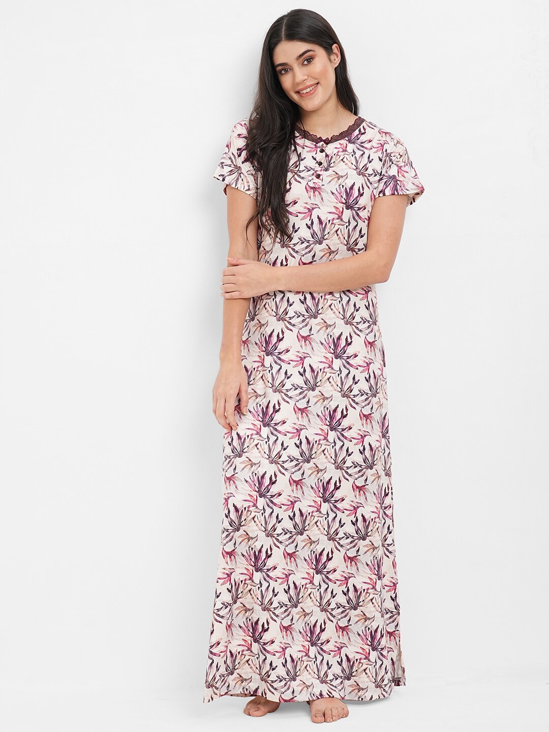 

Sweet Dreams Floral Printed Maxi Nightdress, White