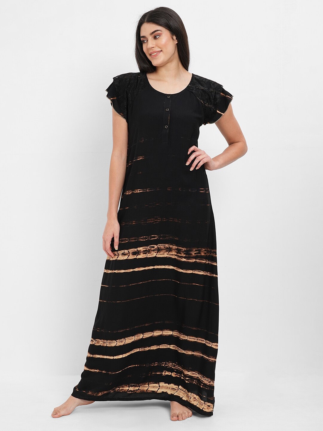 

Sweet Dreams Striped Maxi Nightdress, Black