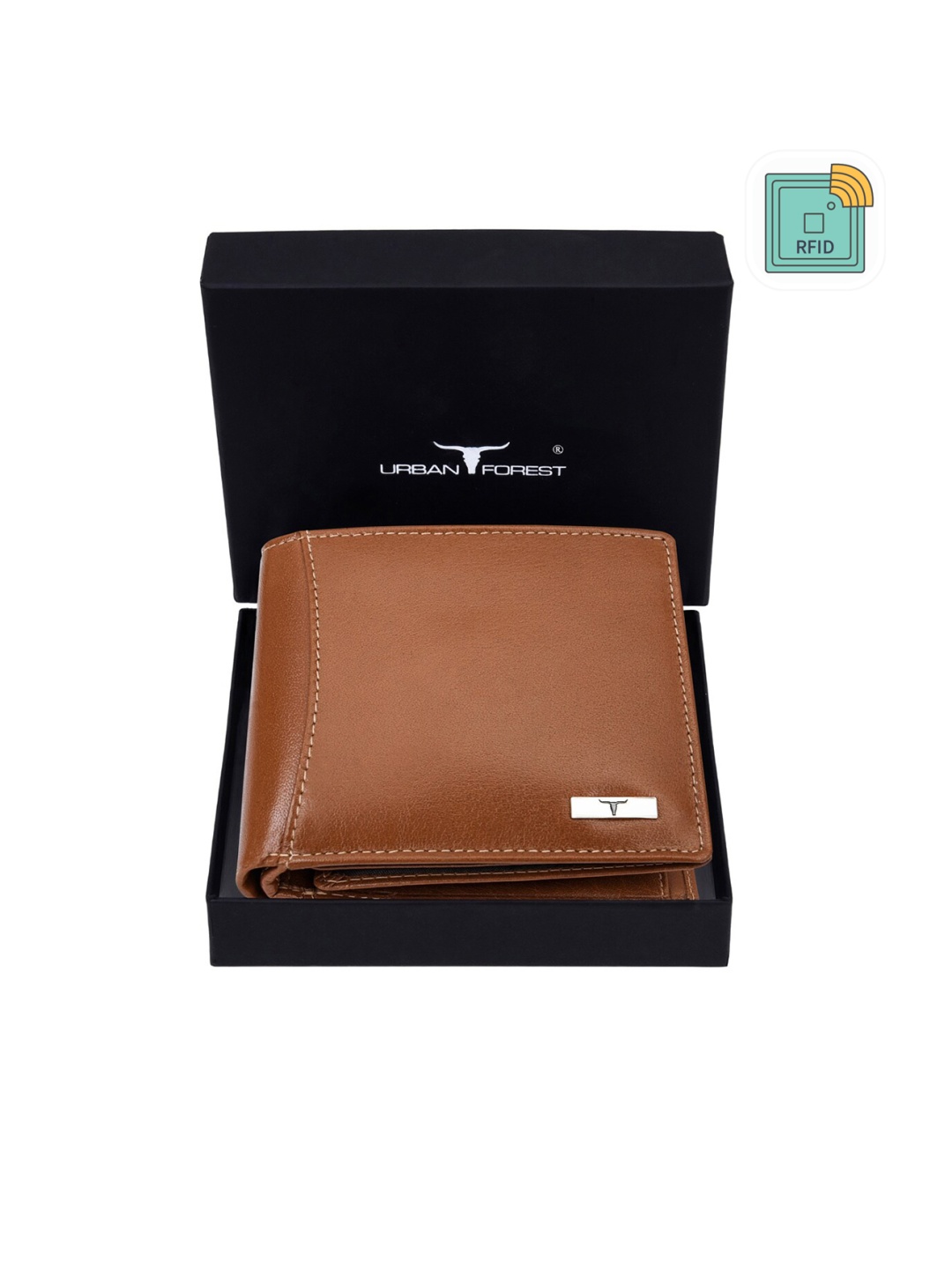 

URBAN FOREST Men Leather Two Fold Wallet, Brown