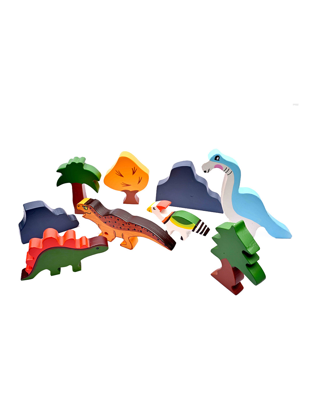 

Nesta Toys 9 Pieces Dinosaur World Wooden Toy Set, Red
