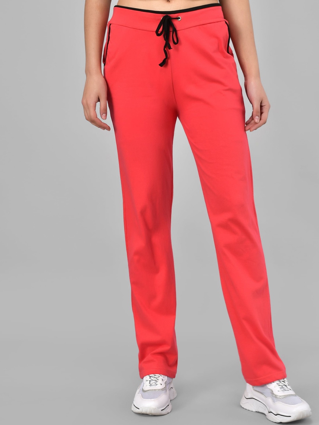 

DIAZ Women Regular Fit Mid-Rise Cotton Track Pants, Coral